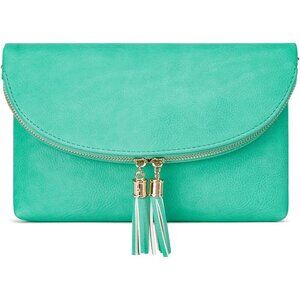Women's Faux Leather Envelope Clutch Crossbody Bag with Multiple Slots